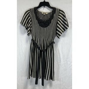 NWT Kuhle Black & White Striped Knit Short Sleeve Sweater Dress Sz. S